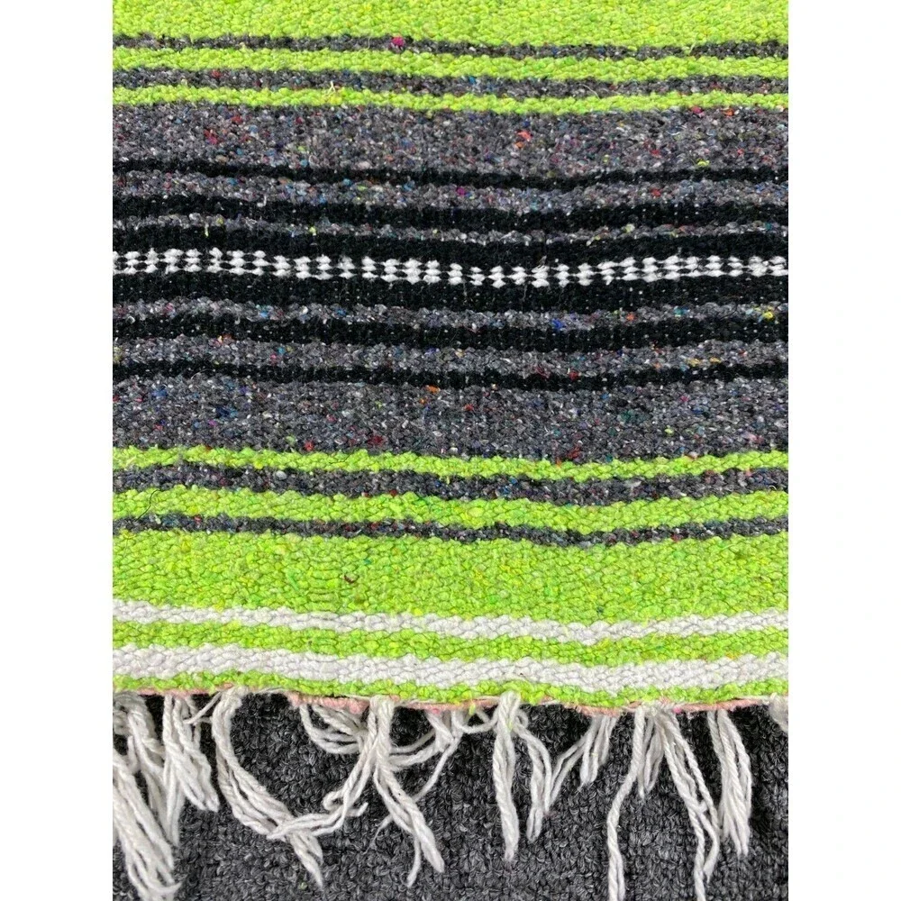 Vintage Navajo Style Hand Made Mexican Blanket with Fringes Frank’s Multicolor